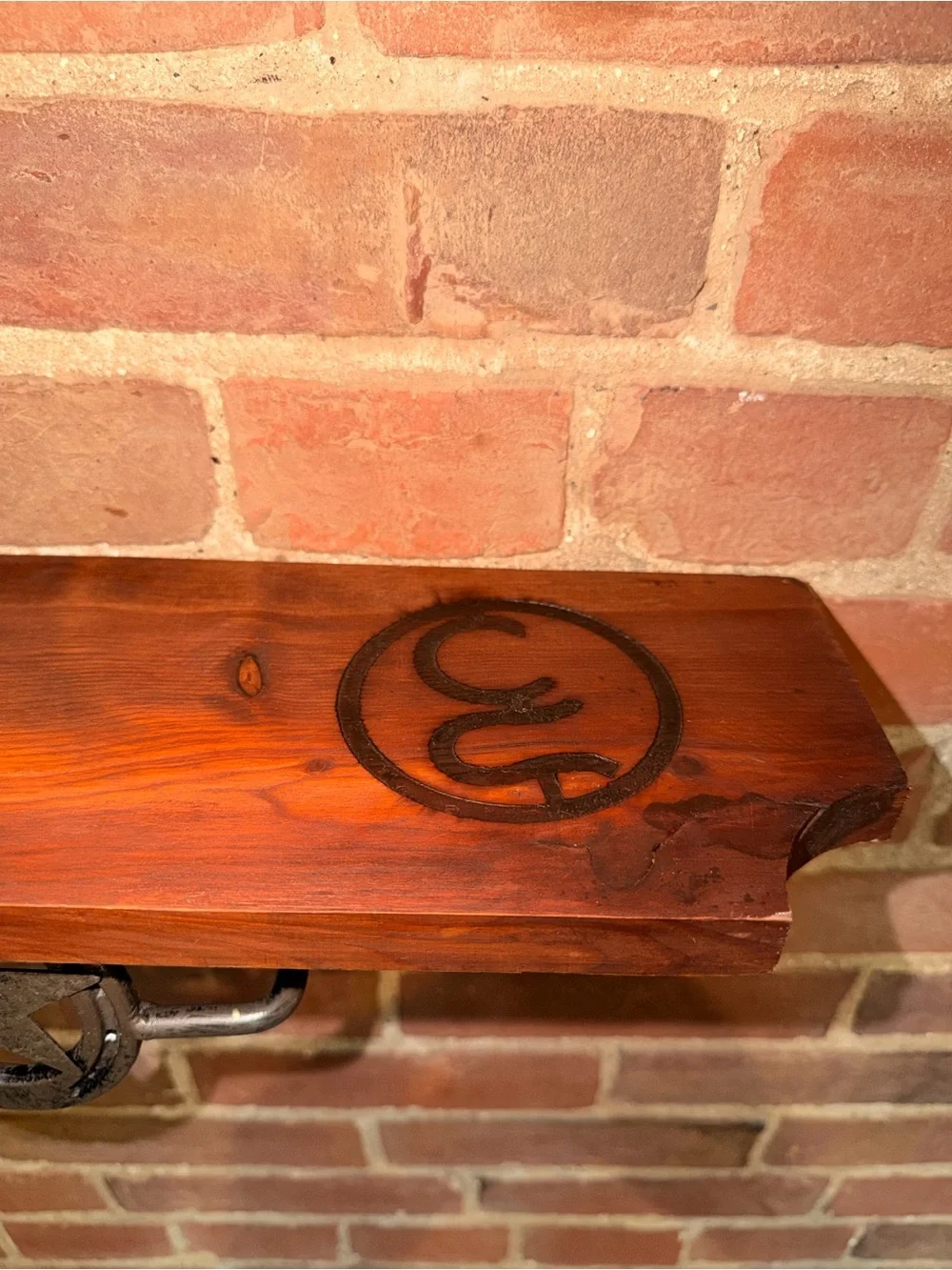 Rustic Metal Star & Horseshoe Wall Shelf - Brown Cowboy Western Branded